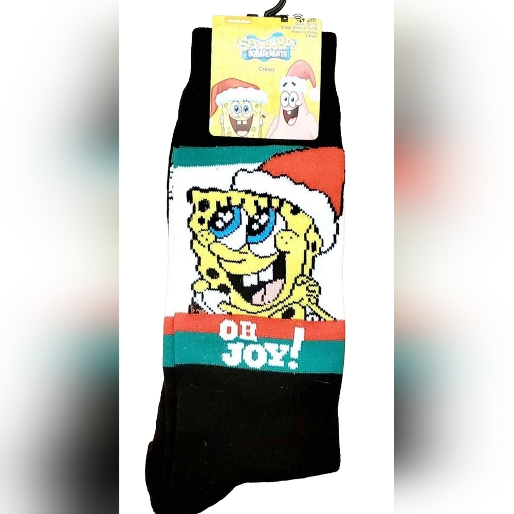 SpongeBob Squarepants Christmas Crew Socks 1 Pair New